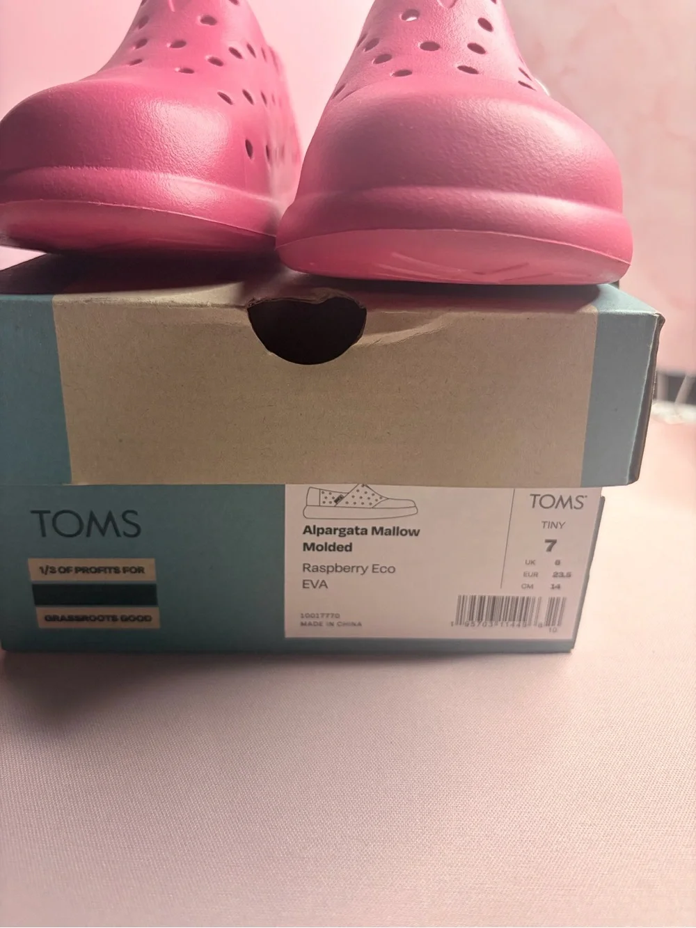 TOMS Kids Pink Water Shoes Slip-On